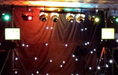 Black Gold Karaoke Rig with small screens