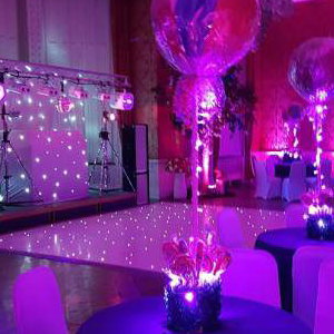 White Gold Rig with mirrorball, Starlit dance floor and uplighters 2