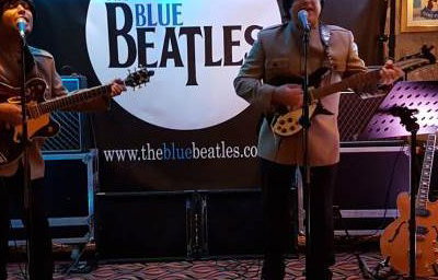 The Blue Beatles Duo performing in Nehru jackets 2