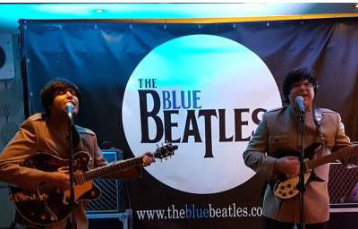 The Blue Beatles Duo performing in Nehru jackets 2