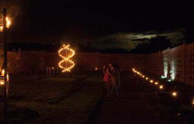 Venue dressing with flames