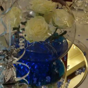 royal blue and ivory fish bowls