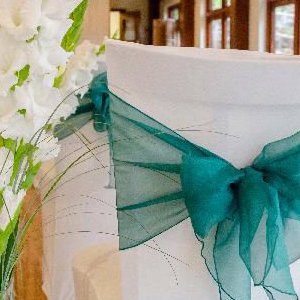 gladioli vases and chair covers