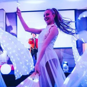 Bollywood dancers with LED wings