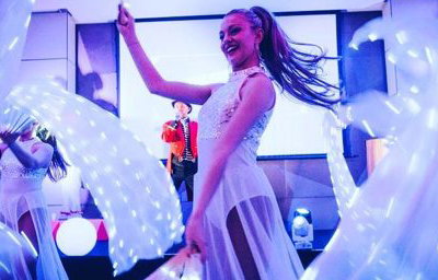 Bollywood dancers with LED wings