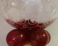 Deco bubble burgundy feathers