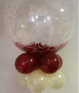 Deco bubble burgundy feathers