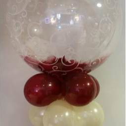 Deco bubble burgundy feathers