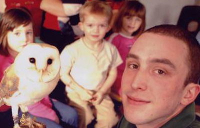Jack and a Barn Owl at a Children;S Party