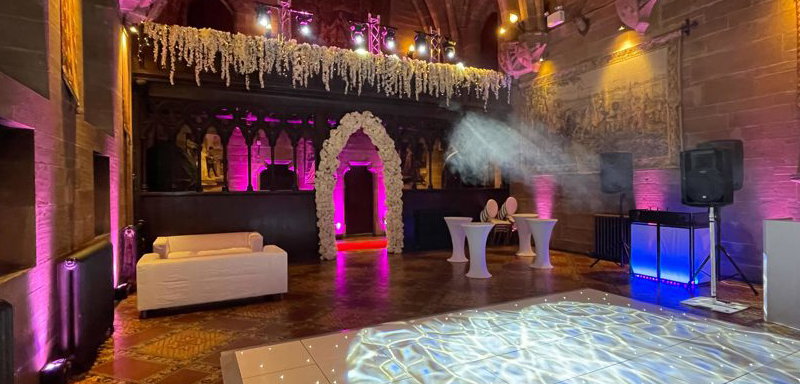 peckforton intelligent movers, uplighters, ceiling wash, DJ booth