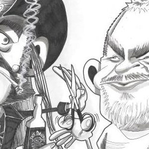 Lemmy and friend by Mick Wright Caricatures
