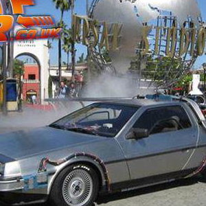 The BTTF Car parked up at Universal Studios Hollywood