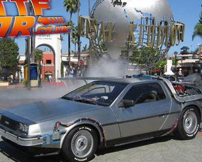 The BTTF Car parked up at Universal Studios Hollywood