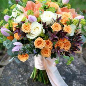 Wedding Bouquet With Peach Amaryllis