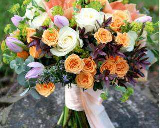 Wedding Bouquet With Peach Amaryllis