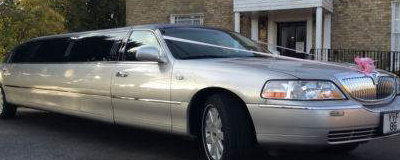Silver Limo. Perfect for Parties Weddings and Proms. We also have a silver Chrysler 8 seat limo