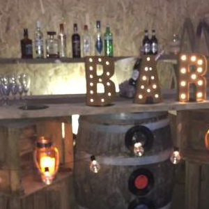 rustic barrel bar