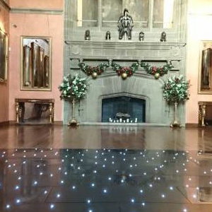 black led dancefloor in bucks hall at cowdray house at christmas
