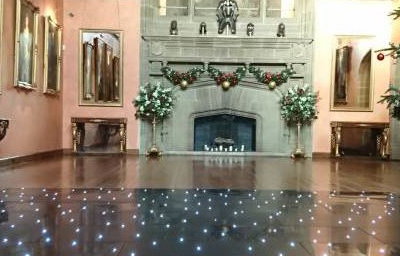 black led dancefloor in bucks hall at cowdray house at christmas