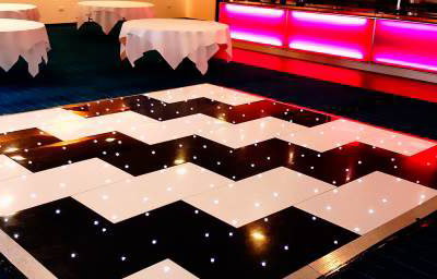 black and white led dancefloor zig zag stripes at butlins