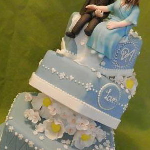 Blue Topsy-Turvy Wedding Cake