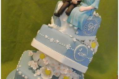Blue Topsy-Turvy Wedding Cake
