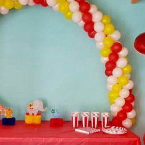 Circus Themed Cake Table Balloon Arch in Hertfordshire, Bedfordshire, Essex & surrounding areas. 