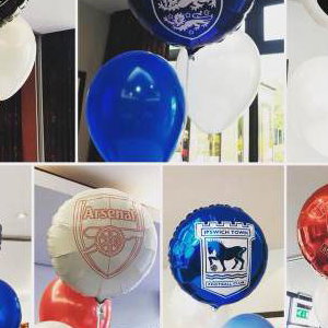 Football Themed Balloon Cluster Centrepieces in Hertfordshire, Bedfordshire, Essex & surrounding areas. 