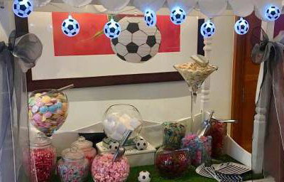 Football themed Candy Cart hire in Hertfordshire, Bedfordshire, Essex & surrounding areas.