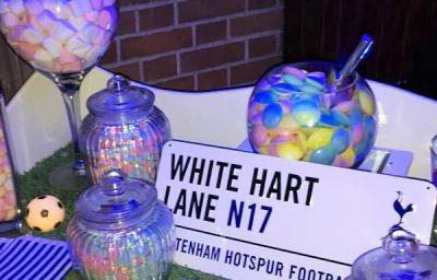 Football themed Candy Cart hire in Hertfordshire, Bedfordshire, Essex & surrounding areas. 