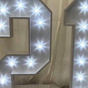 4ft Light Up '21'Number hire in Hertfordshire, Bedfordshire, Essex & surrounding areas. 