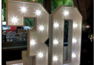 Light Up Number Hire in Hertfordshire, Essex, Bedfordshire & surrounding areas. Perfect for all birthdays, birthdays, weddings, Proms and many more
