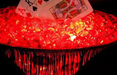 Casino Themed Table Centrepiece hire in Hertfordshire, Bedfordshire, Essex & surrounding areas. 