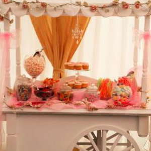 Pink Themed Candy Cart for Hire in Hertfordshire, Bedfordshire, Essex & surrounding areas. Perfect for weddings, birthdays & baby showers
