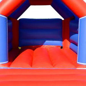 Plain Red & Blue Bouncy Castle Hire - Red & Black 11ft x 15ft Bouncy Castle