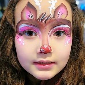 Girls Rudolph Face Painting by Glitter-Arty