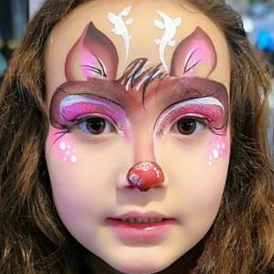 Girls Rudolph Face Painting by Glitter-Arty