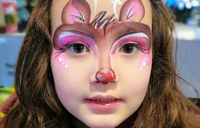 Girls Rudolph Face Painting by Glitter-Arty