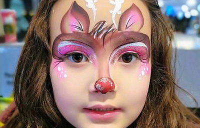 Girls Rudolph Face Painting by Glitter-Arty