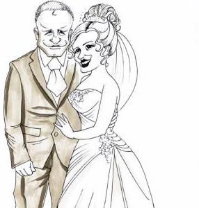 Bride and Groom - Caricature for Wedding Guests to Sign!