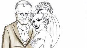 Bride and Groom - Caricature for Wedding Guests to Sign!