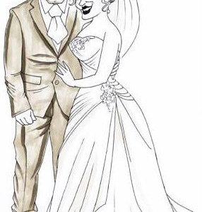 Bride and Groom - Caricature for Wedding Guests to Sign!