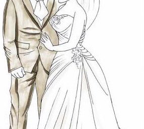 Bride and Groom - Caricature for Wedding Guests to Sign!