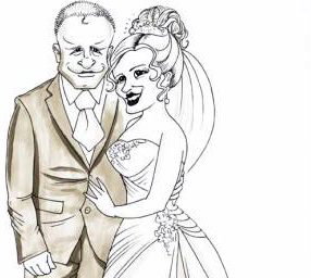 Bride and Groom - Caricature for Wedding Guests to Sign!