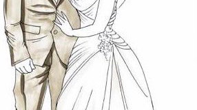 Bride and Groom - Caricature for Wedding Guests to Sign!
