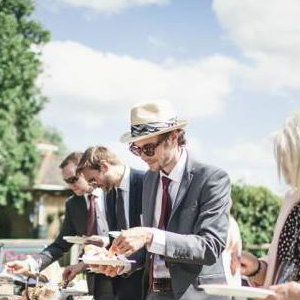 Groaning buffet table at wedding for 130