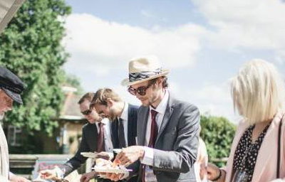 Groaning buffet table at wedding for 130