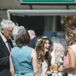 A very happy bride at a wedding for 130