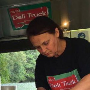 Preparing fresh salads on site in the Deli truck 