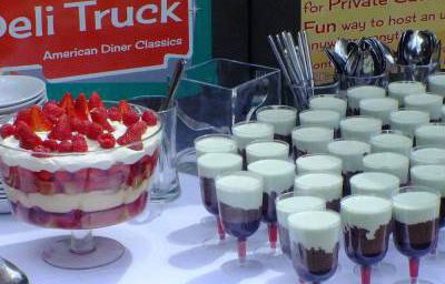 Puddings at outdoor baptism party for 80 people in Kent